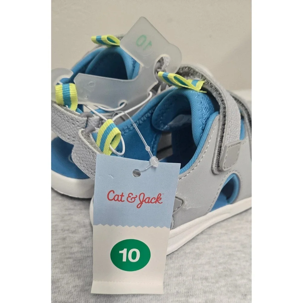 Cat & Jack Hank Toddler Boys Gray Blue Closed Toe Water friendly Sandals Size 10